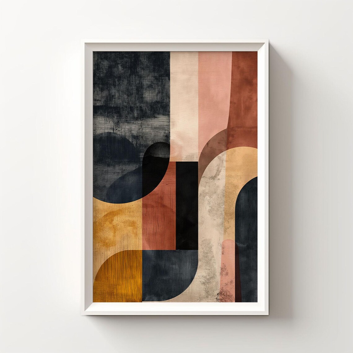 Geometric Abstract Shapes Textured Modern Neutral Tones Wall Art