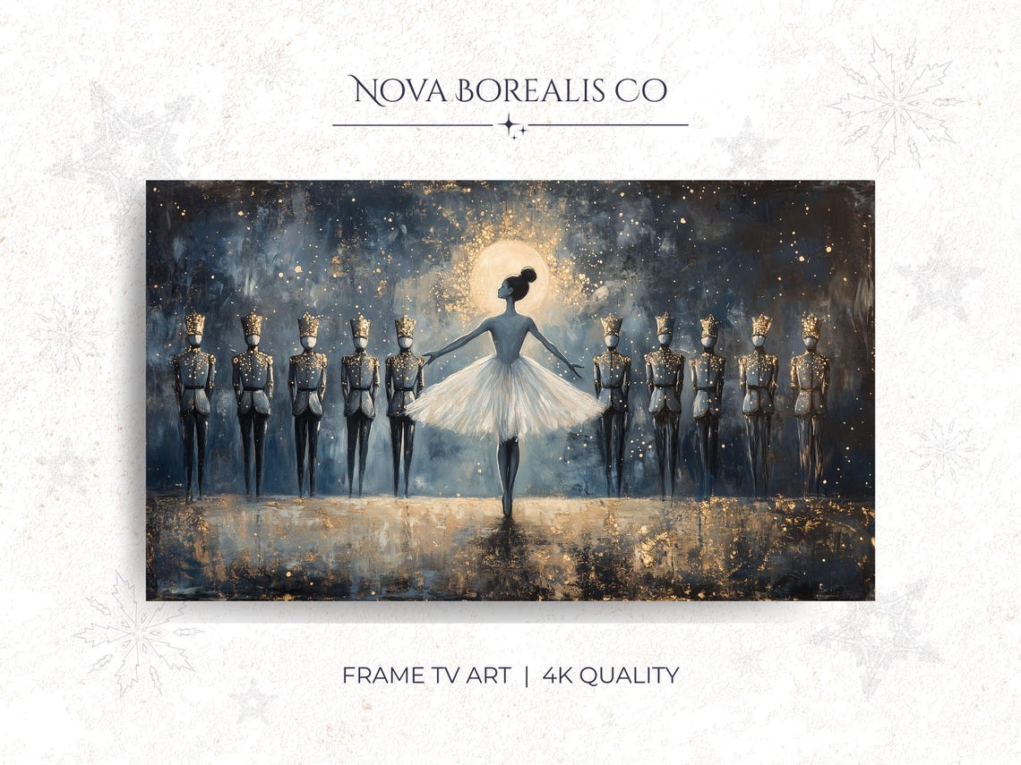 Nutcracker Ballerina Moonlight Winter Ballet Scene Art Print