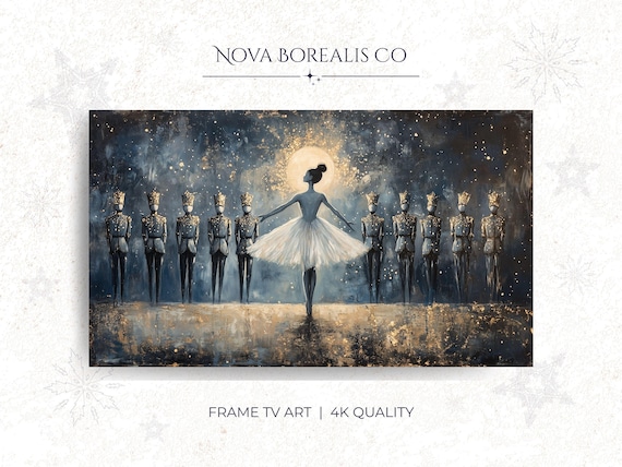 Nutcracker Ballerina Moonlight Winter Ballet Scene Art Print