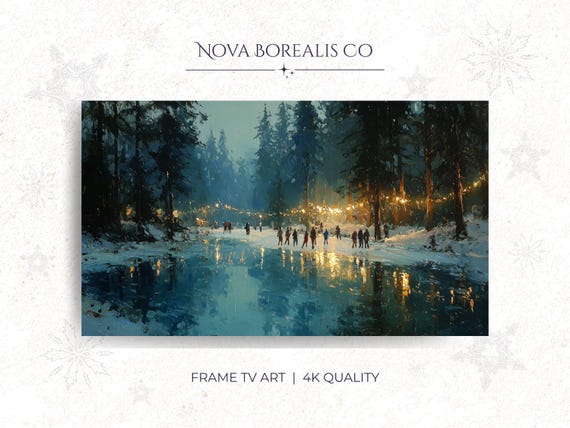 Vintage Winter Moonlit Forest Tv Art Rustic Cozy Evergreen Trees Tranquil Wall Decor Frozen Pond 63