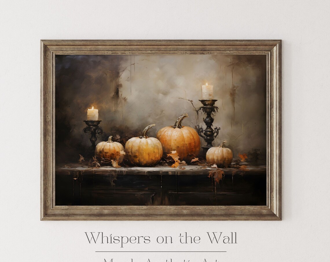 Vintage Fall Wall Art Print Gothic Pumpkin Art Dark Cottagecore Autumn Wall Decor Moody Art - Image 5