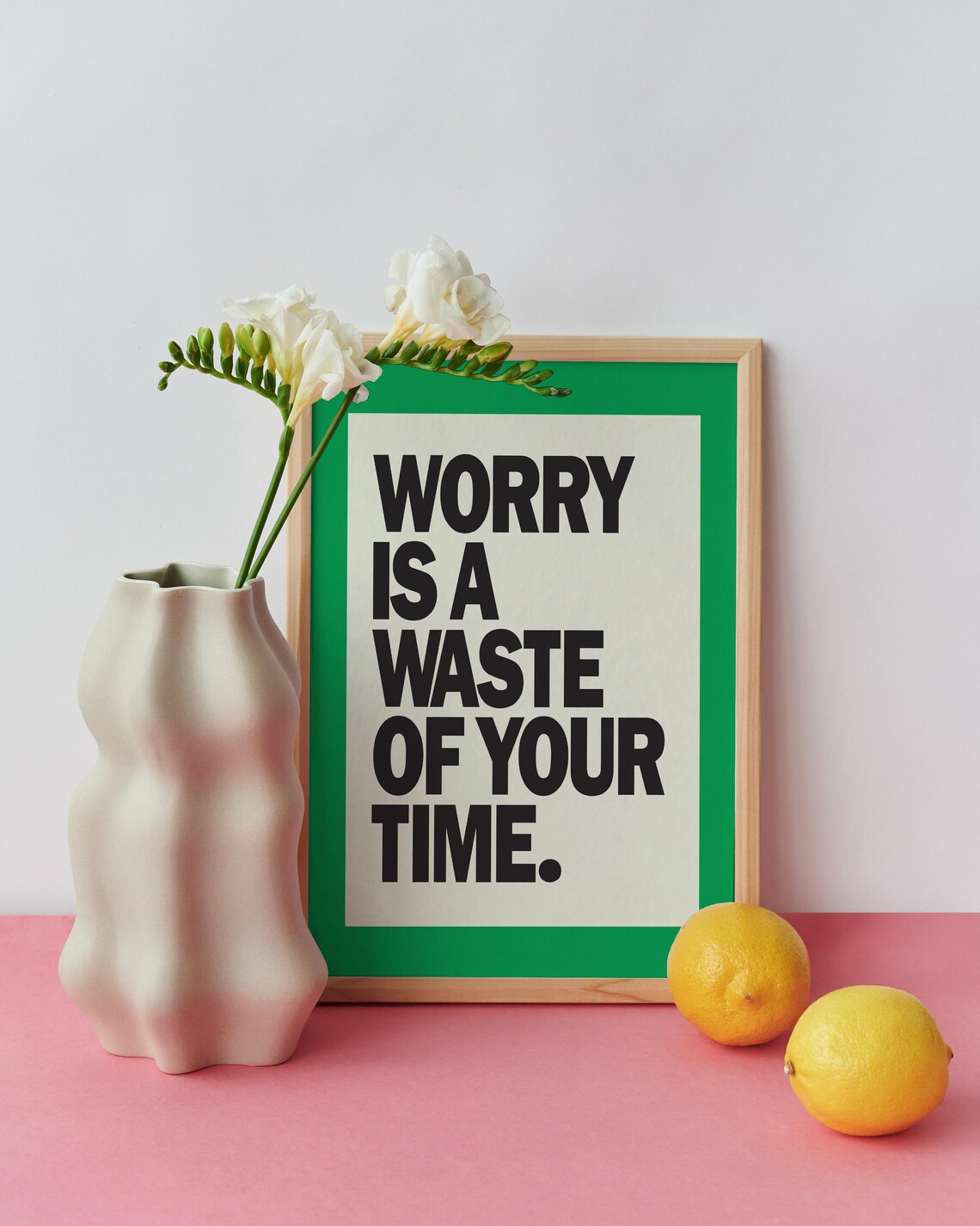 Worry Is A Waste Of Your Time Retro Typography Art Print - Image 2