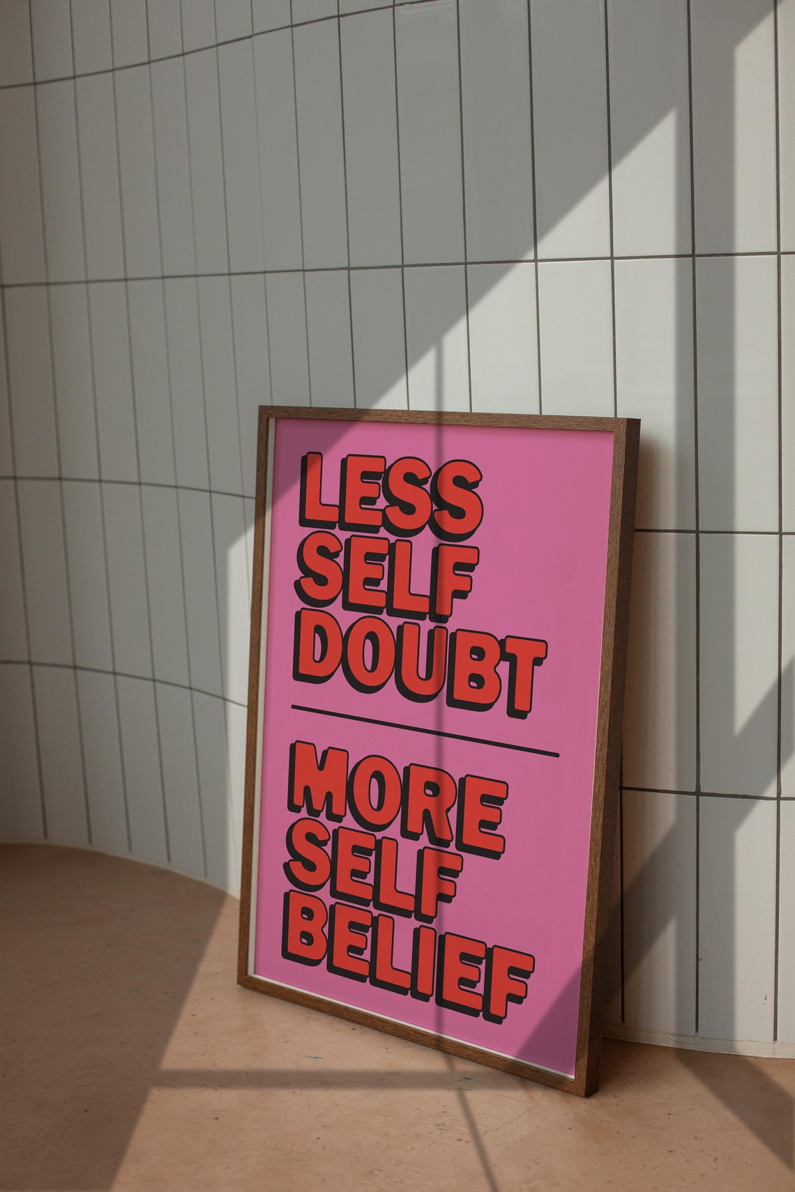 Less Is More Motivational Poster Creativity Quote Pink Wall Art Pink Typography Modern Room Decor Large Art - Image 4
