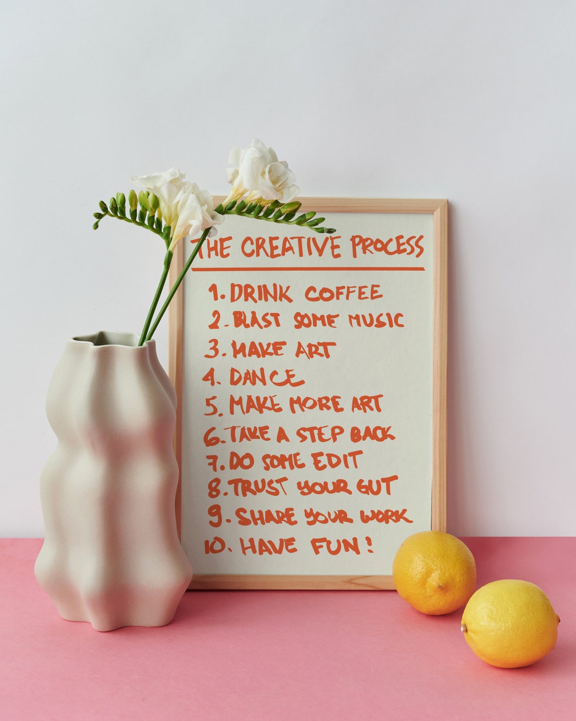The Creative Process 10 Steps Handwritten Orange Studio Poster - Image 2