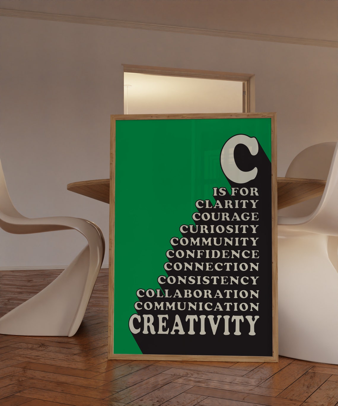 C Is For Creativity Green Bold Typography Artist Studio Poster