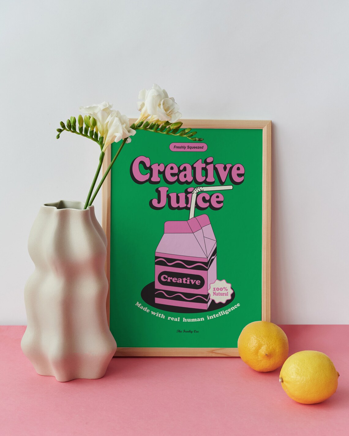 Creative Juice Pink Carton Green Pop Art Retro Creatives Poster - Image 2