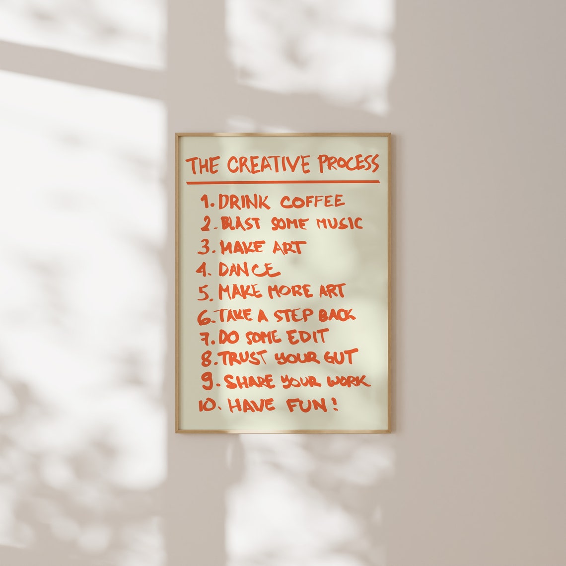 The Creative Process 10 Steps Handwritten Orange Studio Poster - Image 5