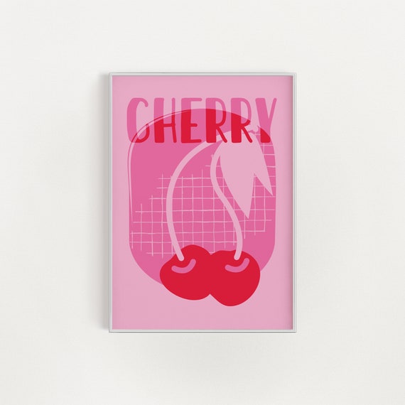 Fruit Poster Cherry Print Wall Art Large Print Instant Illustration