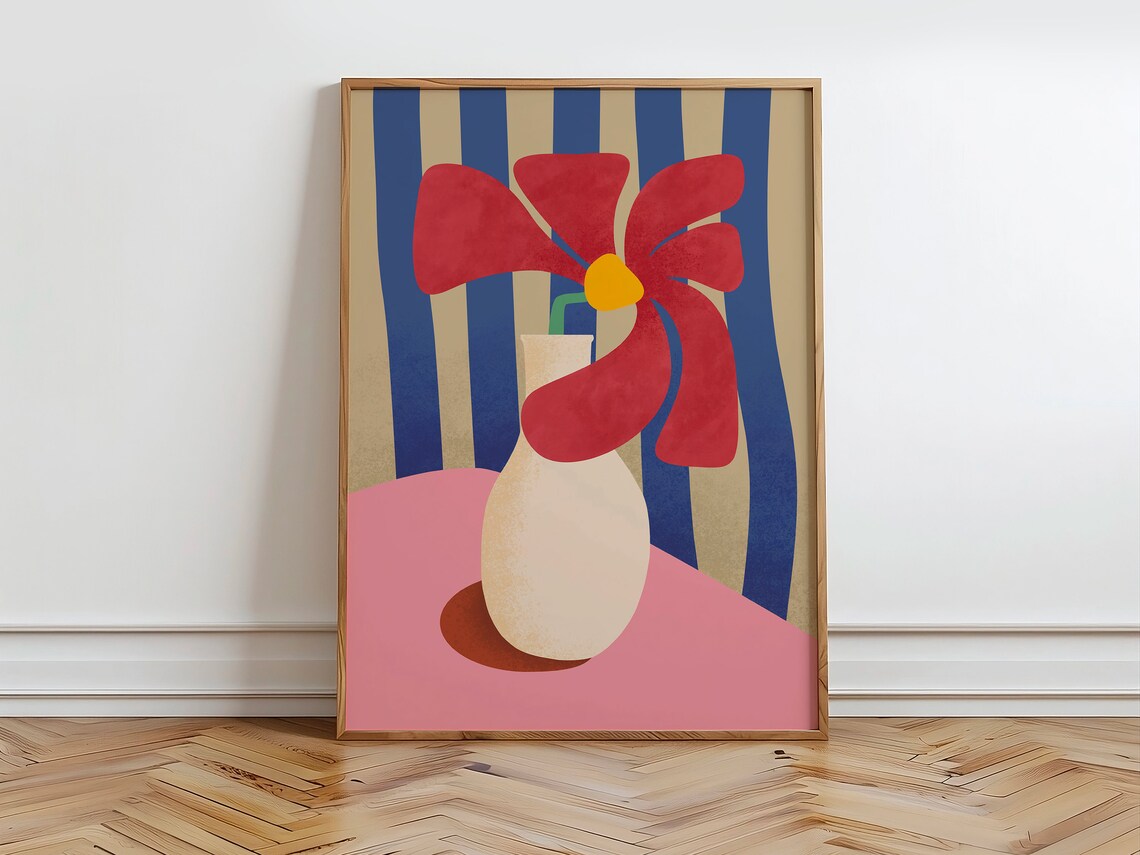 Vase Painting Abstract Botanical Flowers Art Print