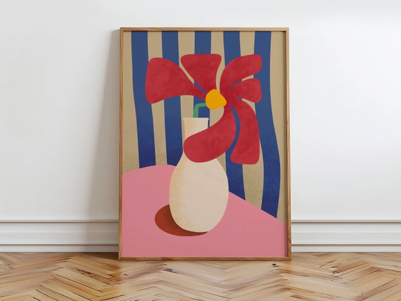 Vase Painting Abstract Botanical Flowers Art Print