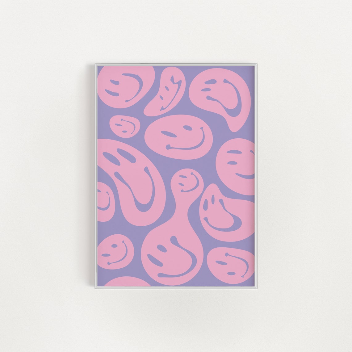 Melted Smiley Faces Bubblegum Pink Purple Psychedelic Groovy Poster