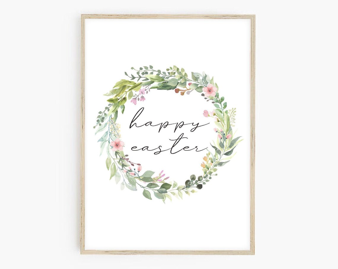Happy Easter Watercolour Floral Easter Art Print