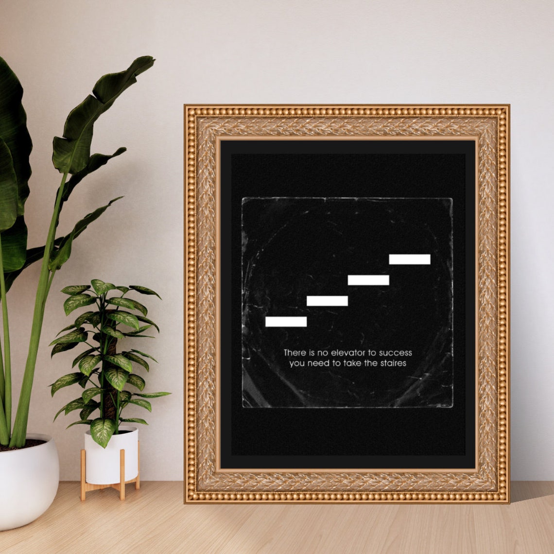 No Elevator to Success Take the Stairs Minimalist Quote Art Poster