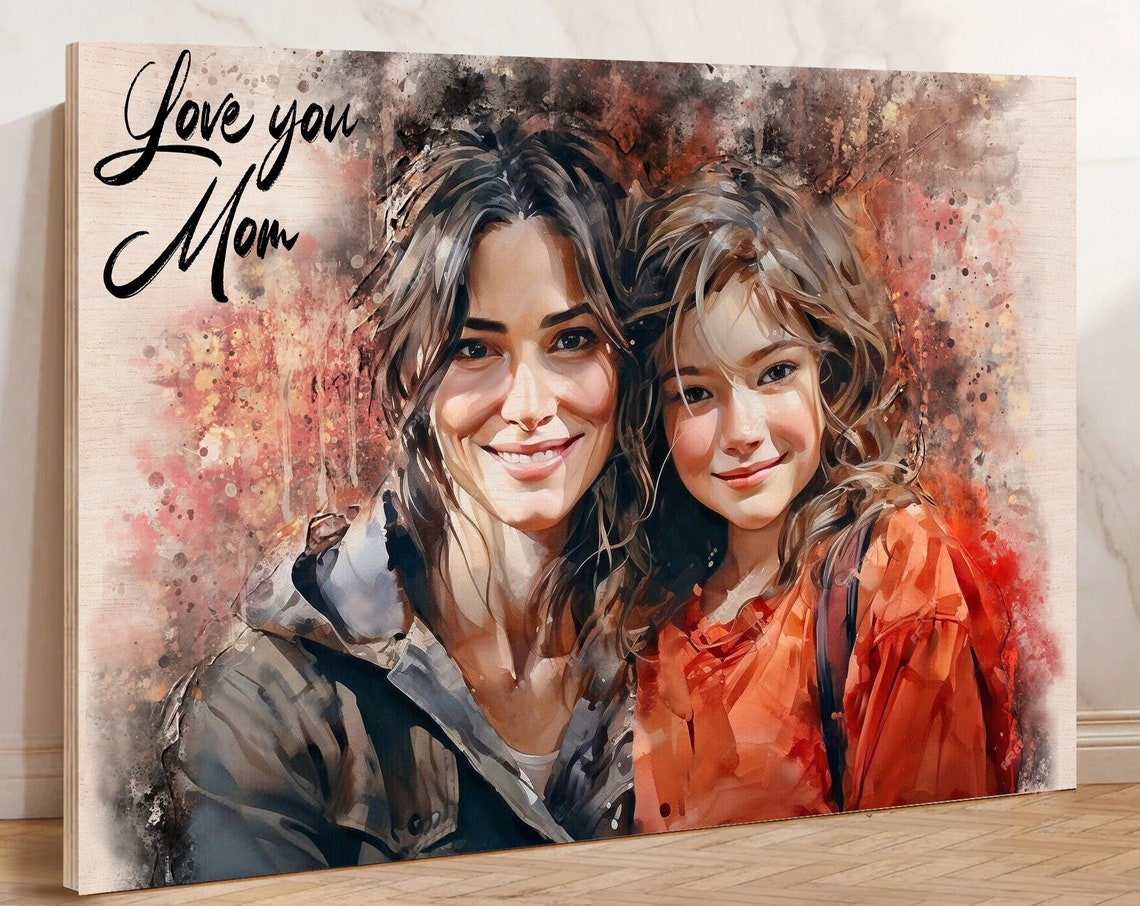 Personalized Gifts For Mom From Daughter Custom Portrait From Photo Birthday Gifts For Her Gifts For Women Sign Wood Wall Art Picture Frame