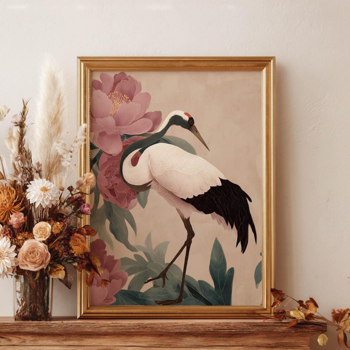 Modern Botanical Crane Art Print