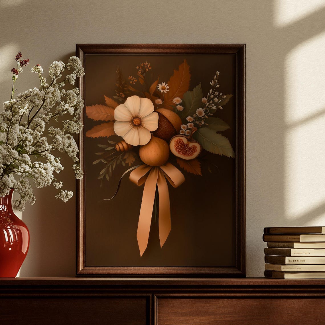 Dark Moody Botanical Bouquet Brown Fall Floral Statement Poster - Image 4