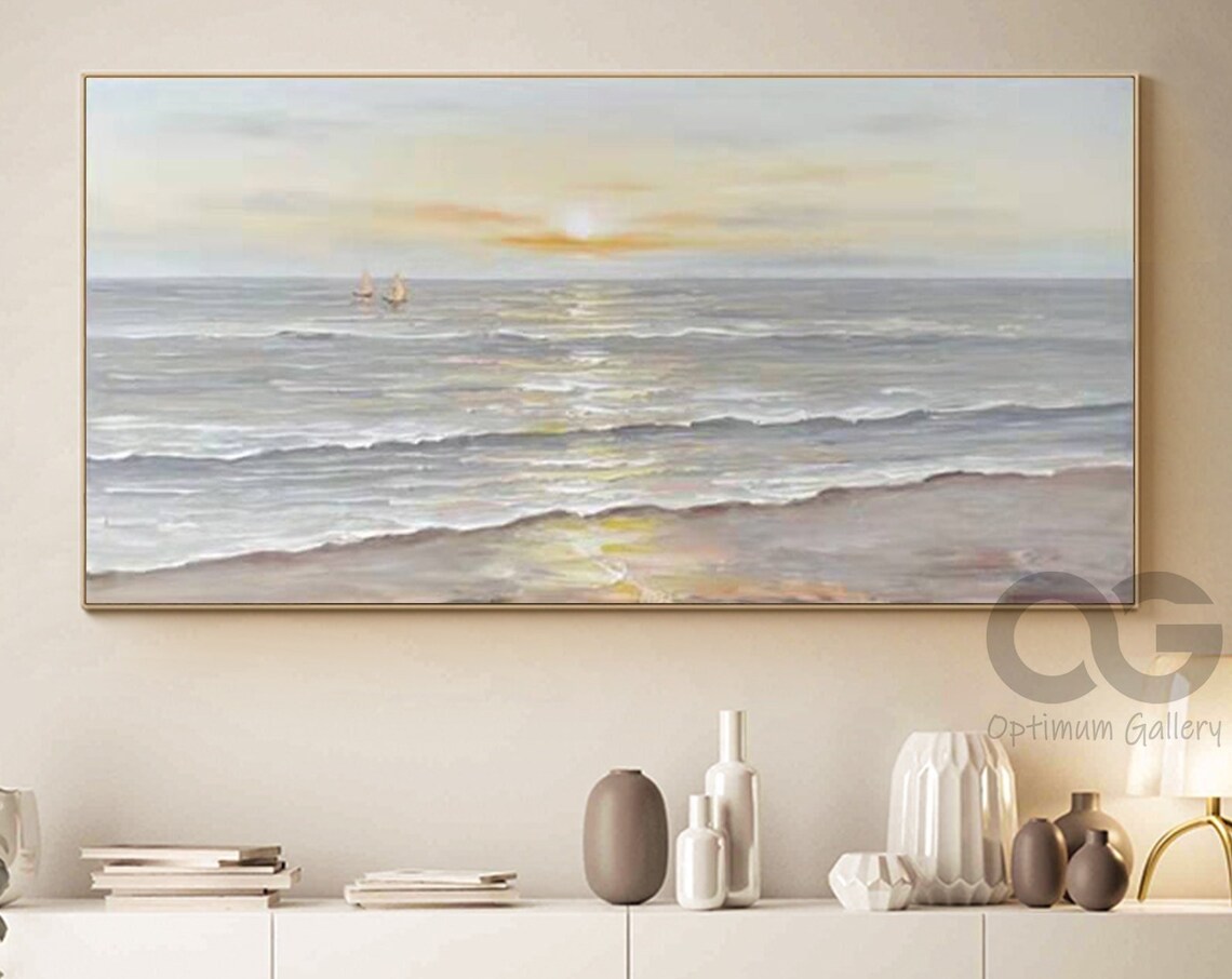 Ocean Sunset Abstract Sea Landscape Art Print