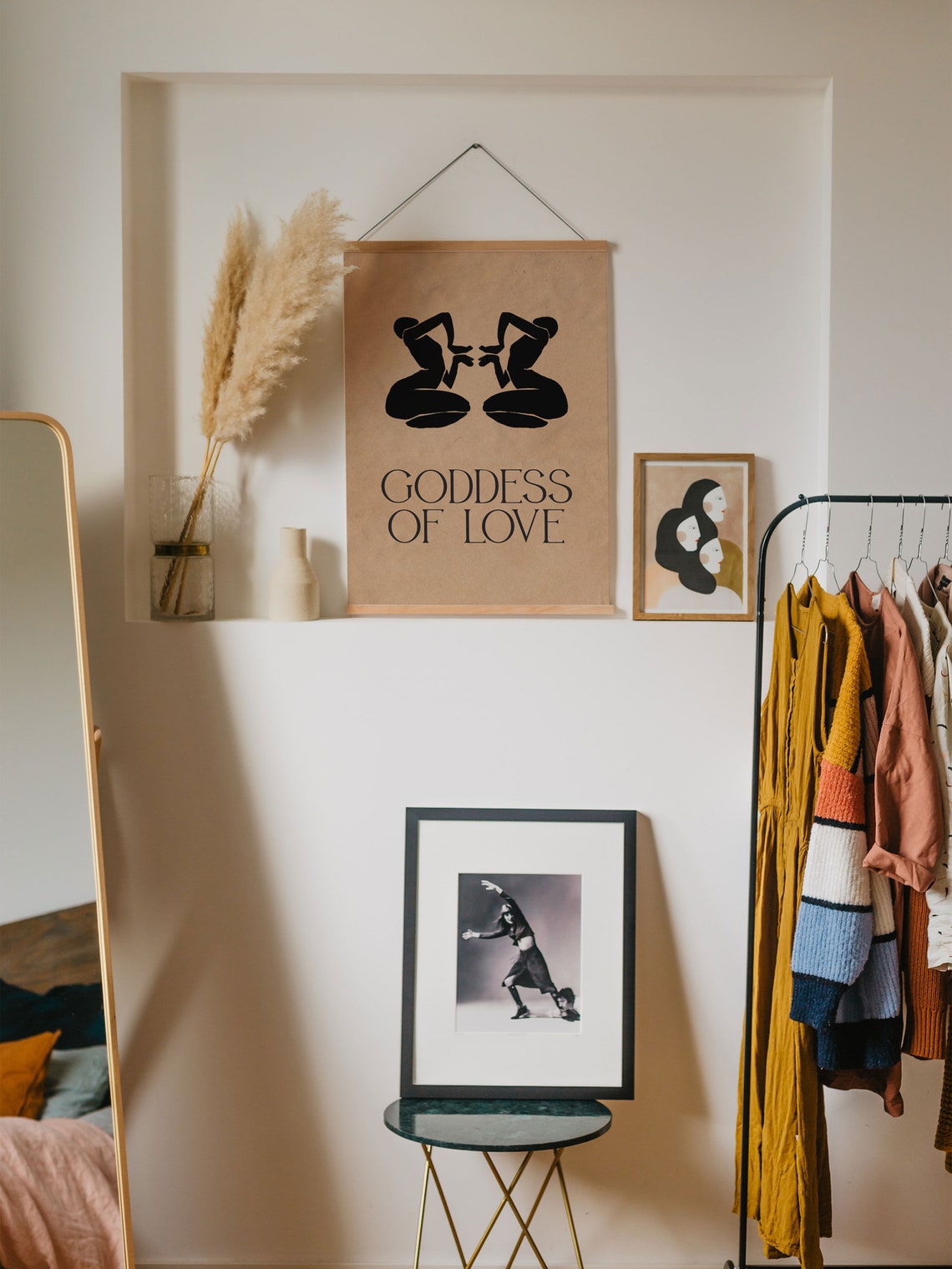 Goddess of Love Mirrored Black Silhouette Women Kraft Paper Poster - Image 3
