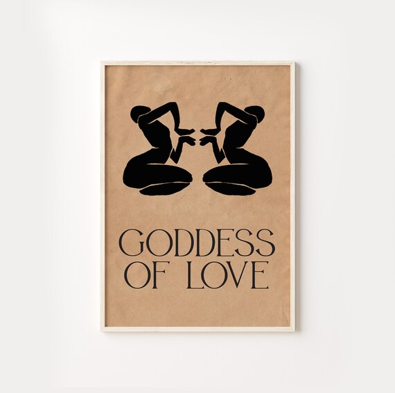 Goddess of Love Mirrored Black Silhouette Women Kraft Paper Poster