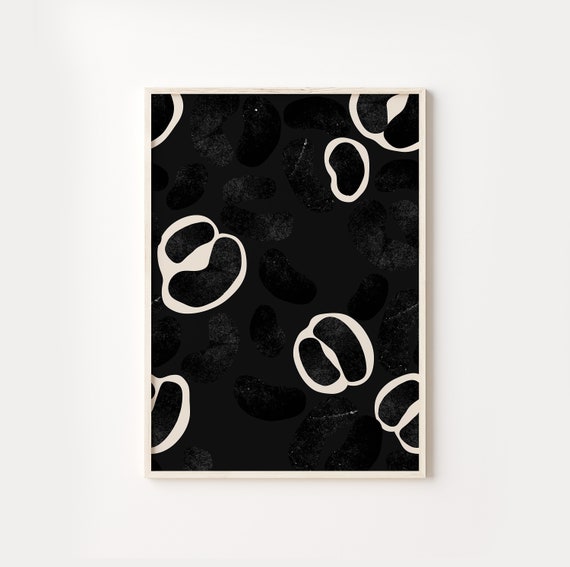 Fashionable Black Beige Animal Print Paper Feel Contemporary Art Minimalist Abstract Wall Decor Instant Print