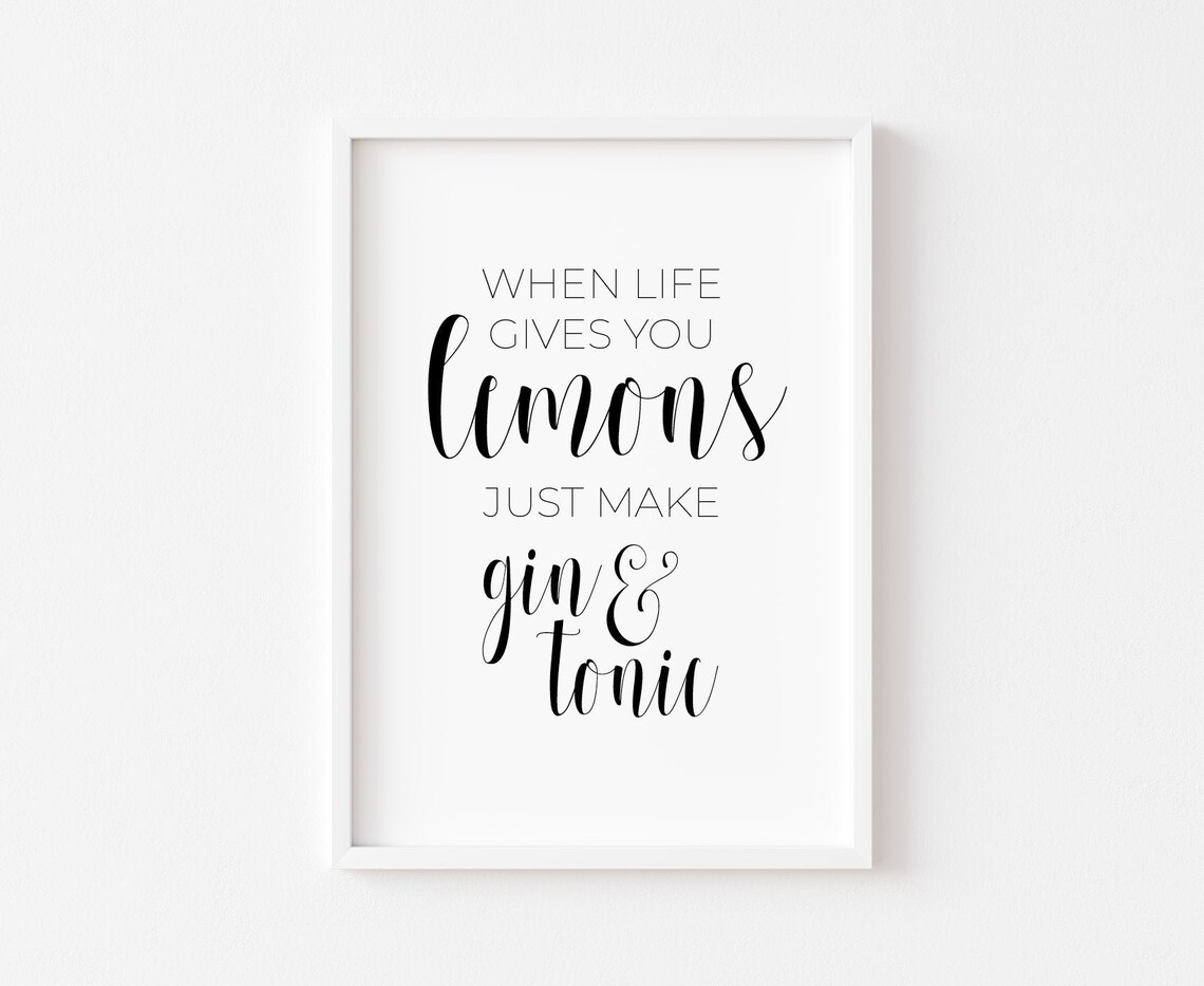 Kitchen Gin Alcohol Decor Wall Art Print