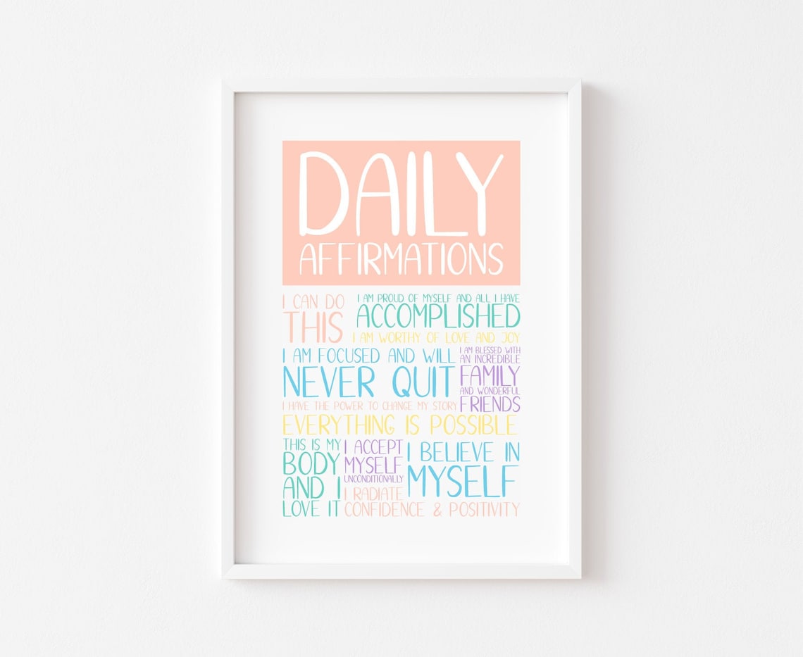 Daily Affirmations Motivational Bedroom Quote Art Print