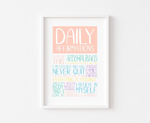 Daily Affirmations Motivational Bedroom Quote Art Print