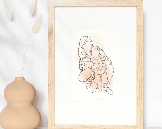 Faceless Portrait Custom Line Drawing Family Portrait Illustration Art Painting From Photo Couple Portrait Line Art