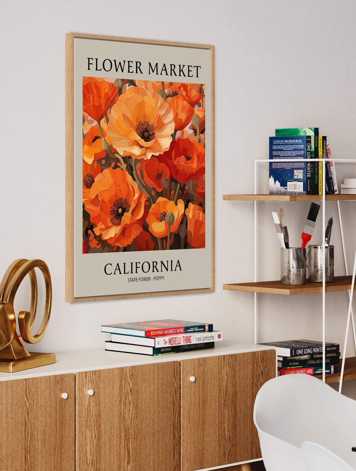 California Poppy Art Print, Boho Floral Illustration - Image 5