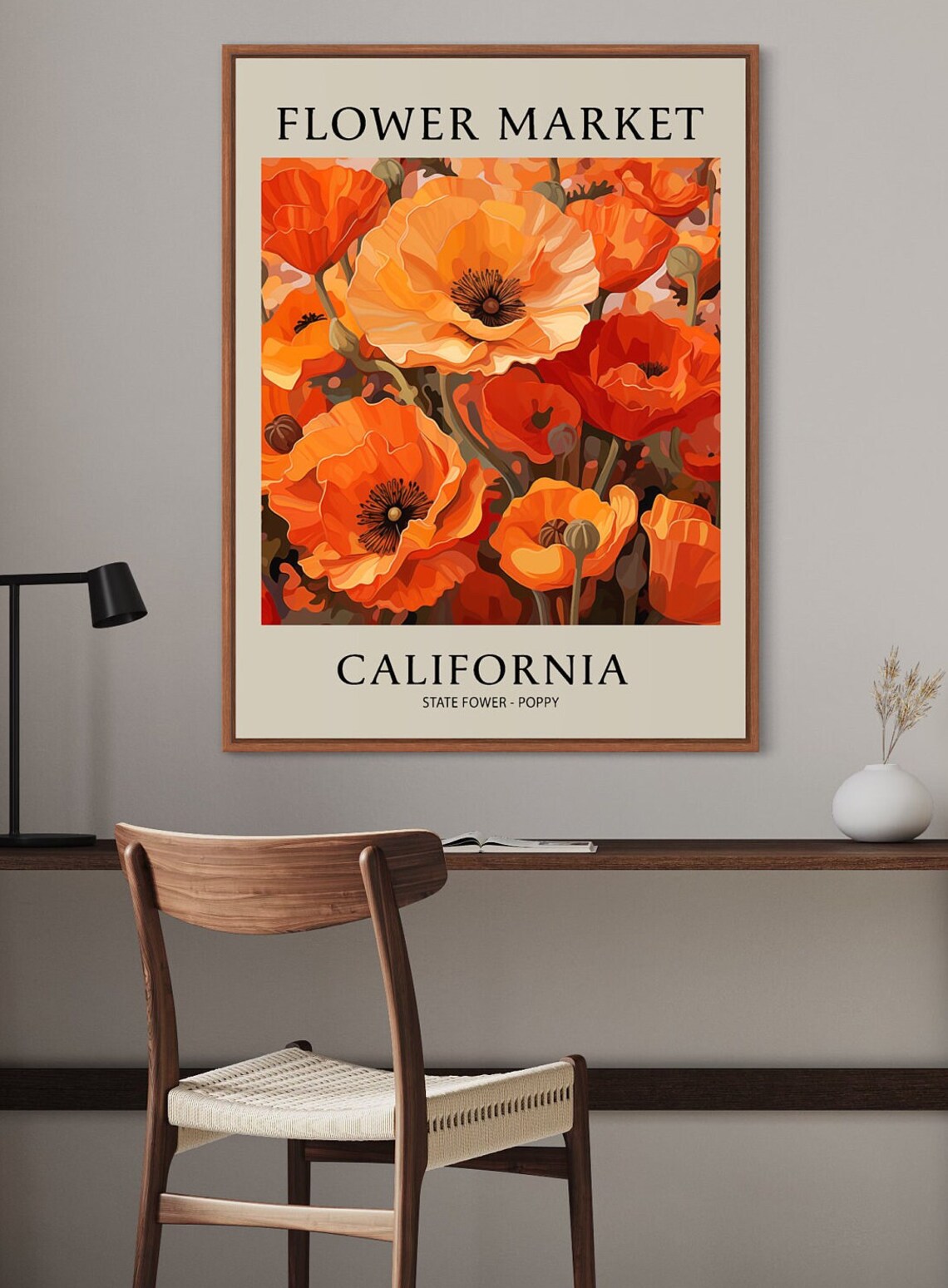 California Poppy Art Print, Boho Floral Illustration - Image 2