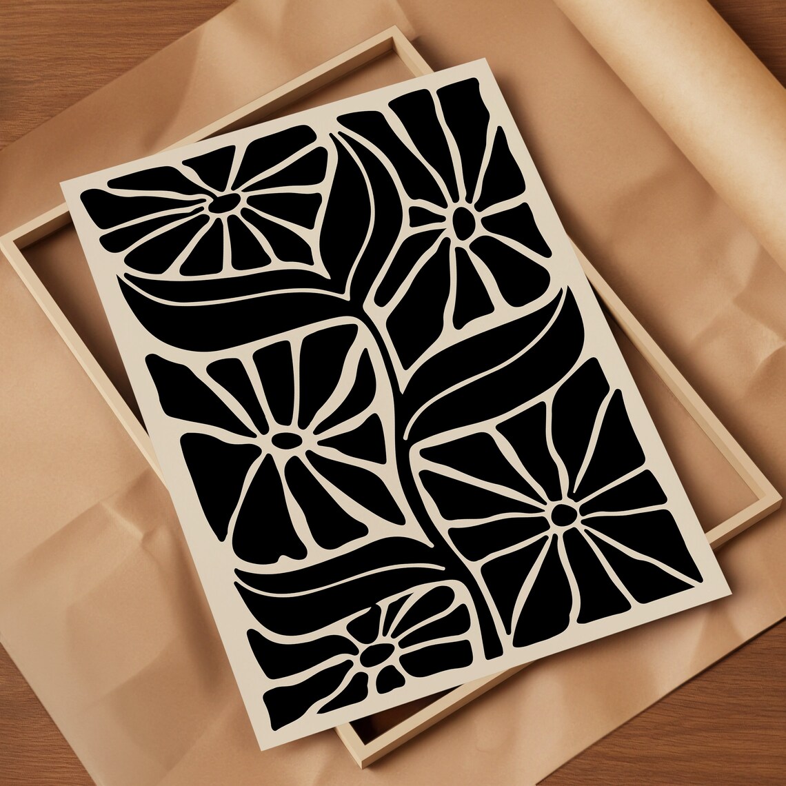 Abstract Botanical Poster, Neutral Minimalist Decor - Image 2
