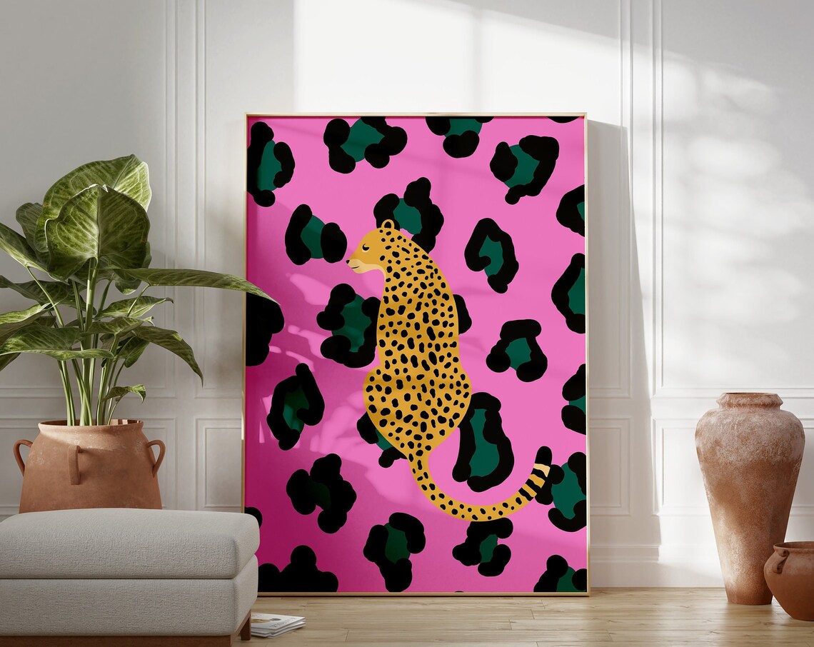 Hot Pink Cheetah Preppy Animal Print Poster