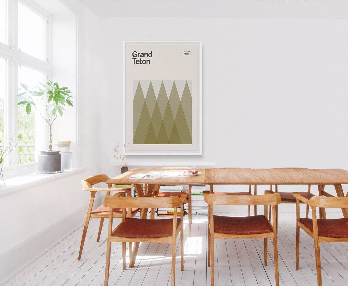 Grand Teton National Park Mid-Century Travel Poster