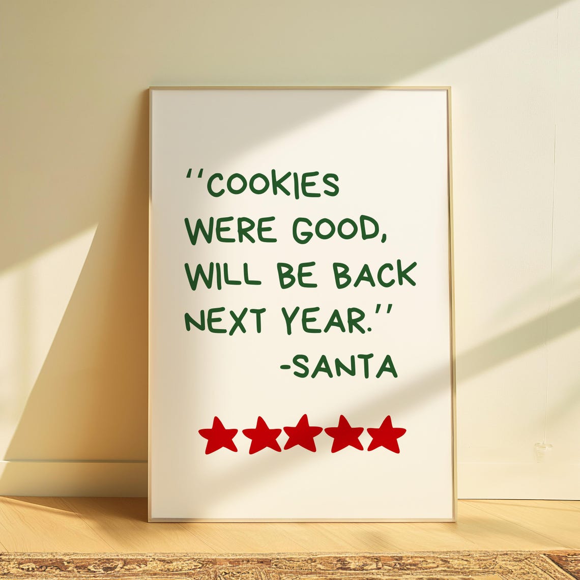 Santa Cookies Were Good Five Star Review Funny Christmas Quote Poster - Image 4