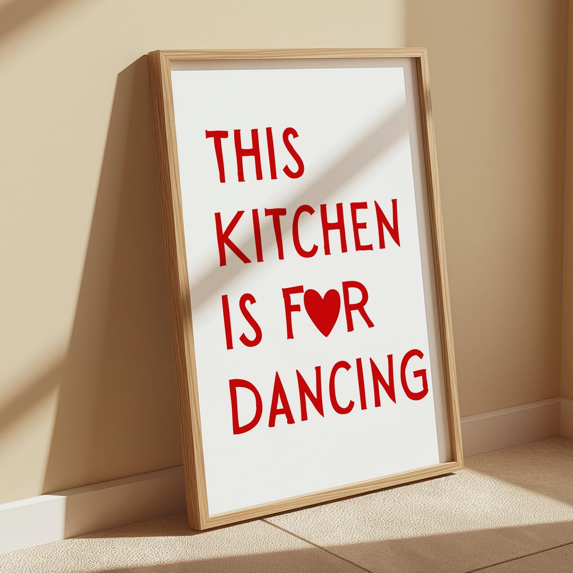 Red Aesthetic Kitchen Decor Cute Dance Art Kitchen Wall Art Minimalist Heart Print Trendy Kitchen Poster Kitchen