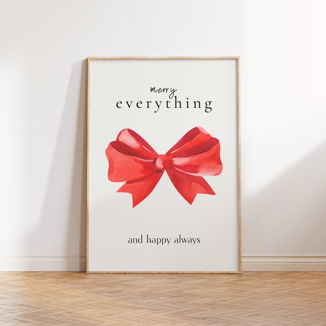 Merry Everything and Happy Always Red Bow Christmas Wall Art - Image 4
