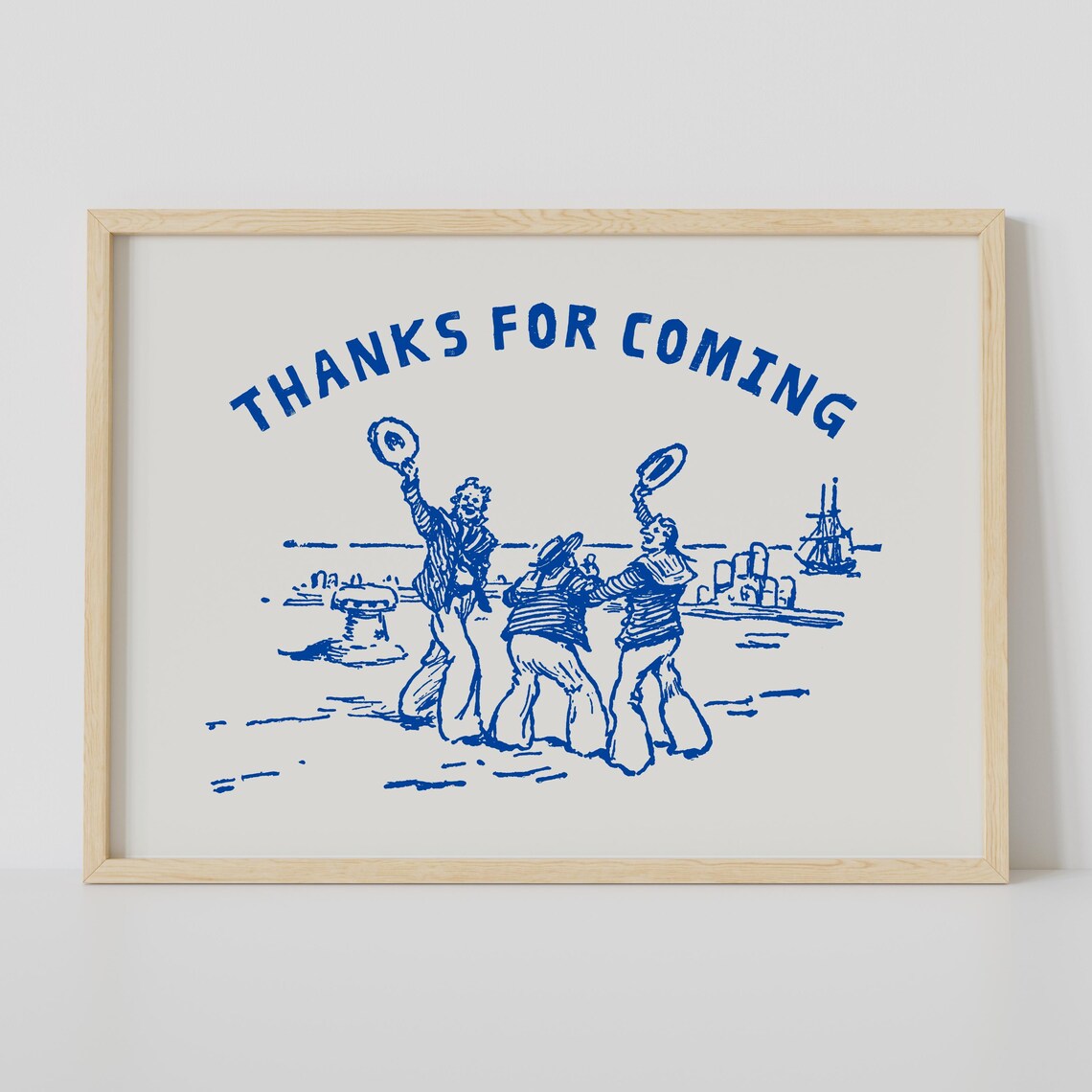Thanks For Coming Blue Sailor Sketch Nautical Coastal Poster - Image 2