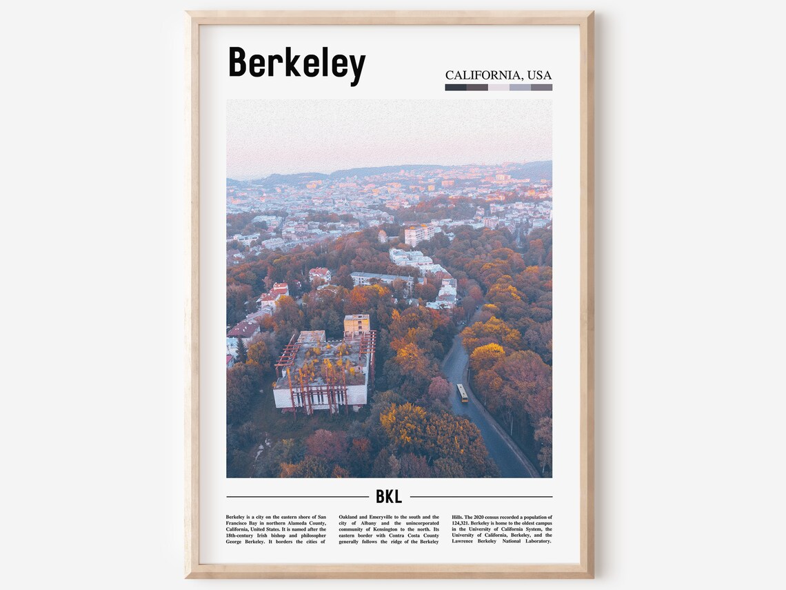 Berkeley Travel Poster, Colorful City Artwork