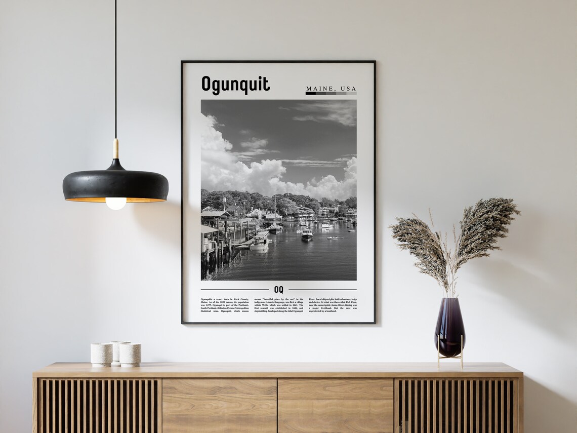 Ogunquit Minimal Travel Poster, Black And White - Image 4
