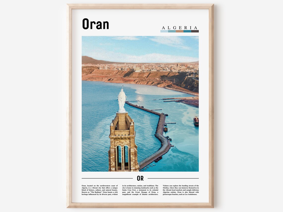 Oran Poster Oran Print Oran Wall Art Minimal Travel Print Travel Destination Oil Painting Poster