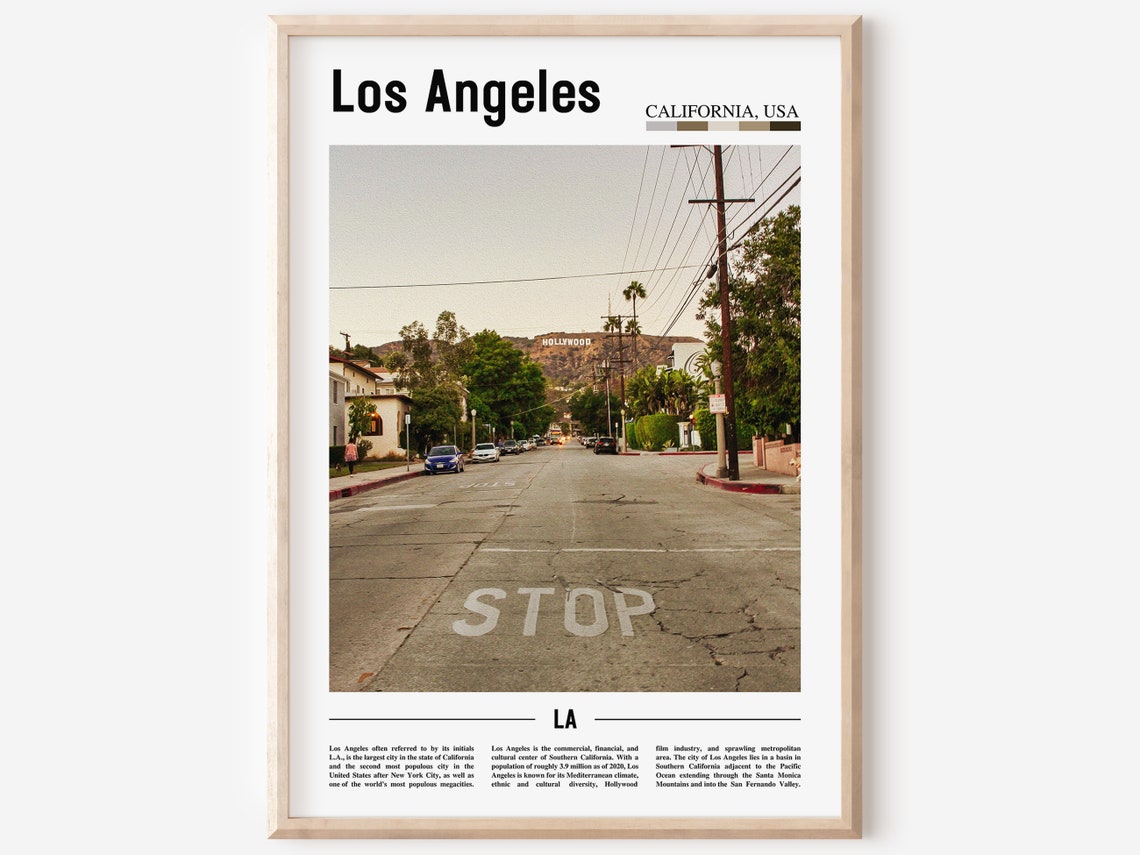 Los Angeles Print Los Angeles Poster Los Angeles Wall Art Minimal Travel Print Minimal City Poster Oil Painting Poster
