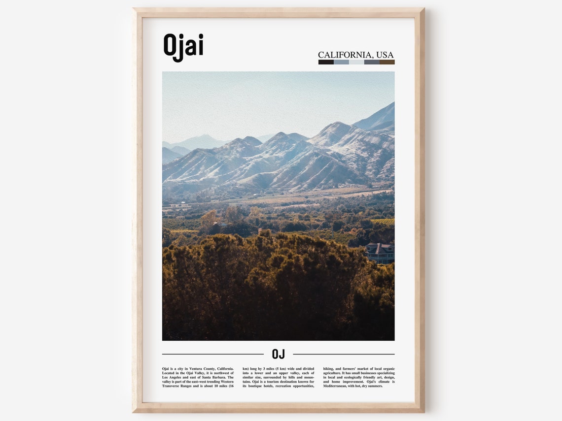 Ojai Print Ojai Poster Ojai Wall Art Minimal Travel Print Minimal City Poster Travel Destination Colorful City Print Oil Painting Poster