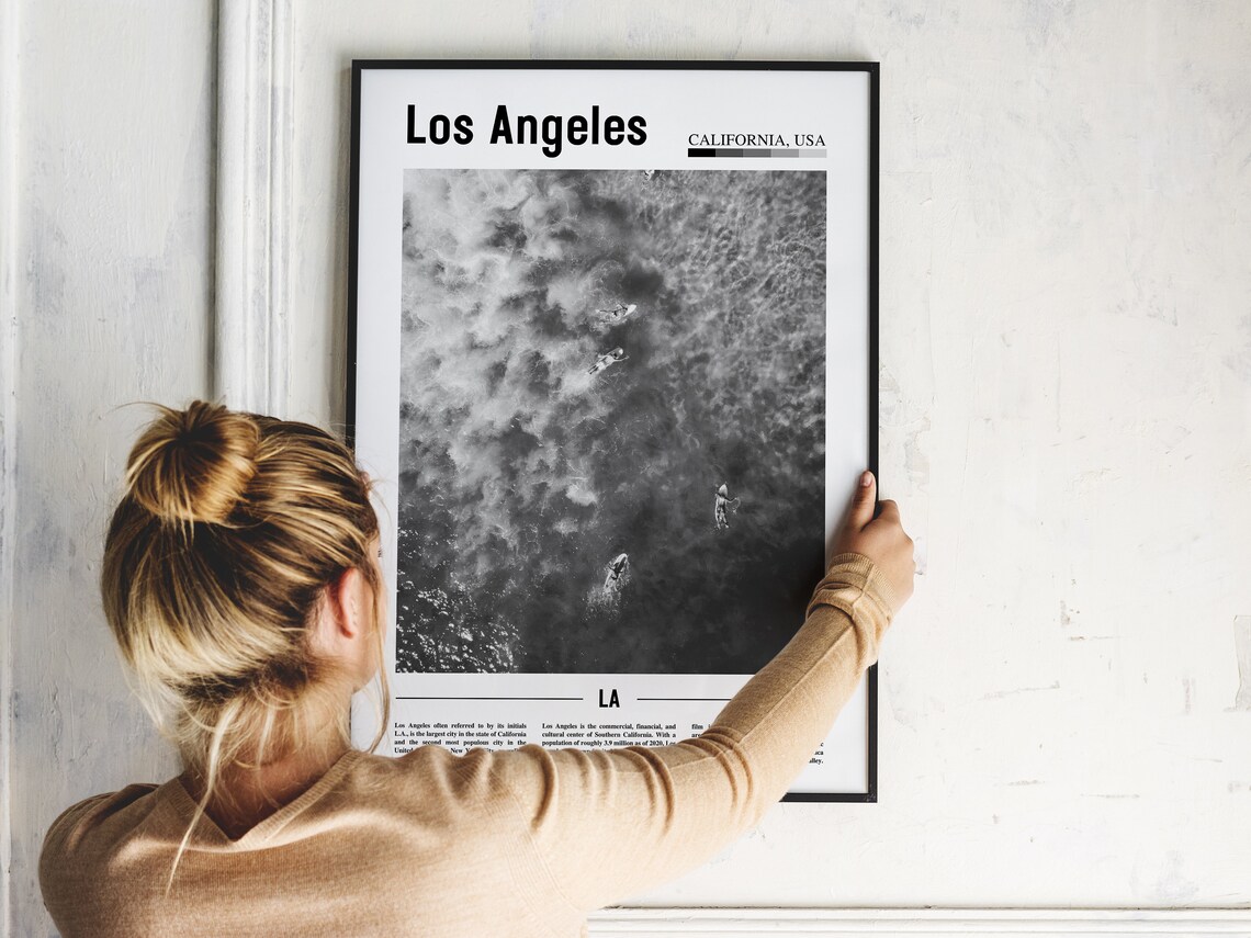 Los Angeles Poster Black And White Los Angeles Print Black And White Los Angeles Wall Art Minimal Travel Print Travel Poster - Image 5