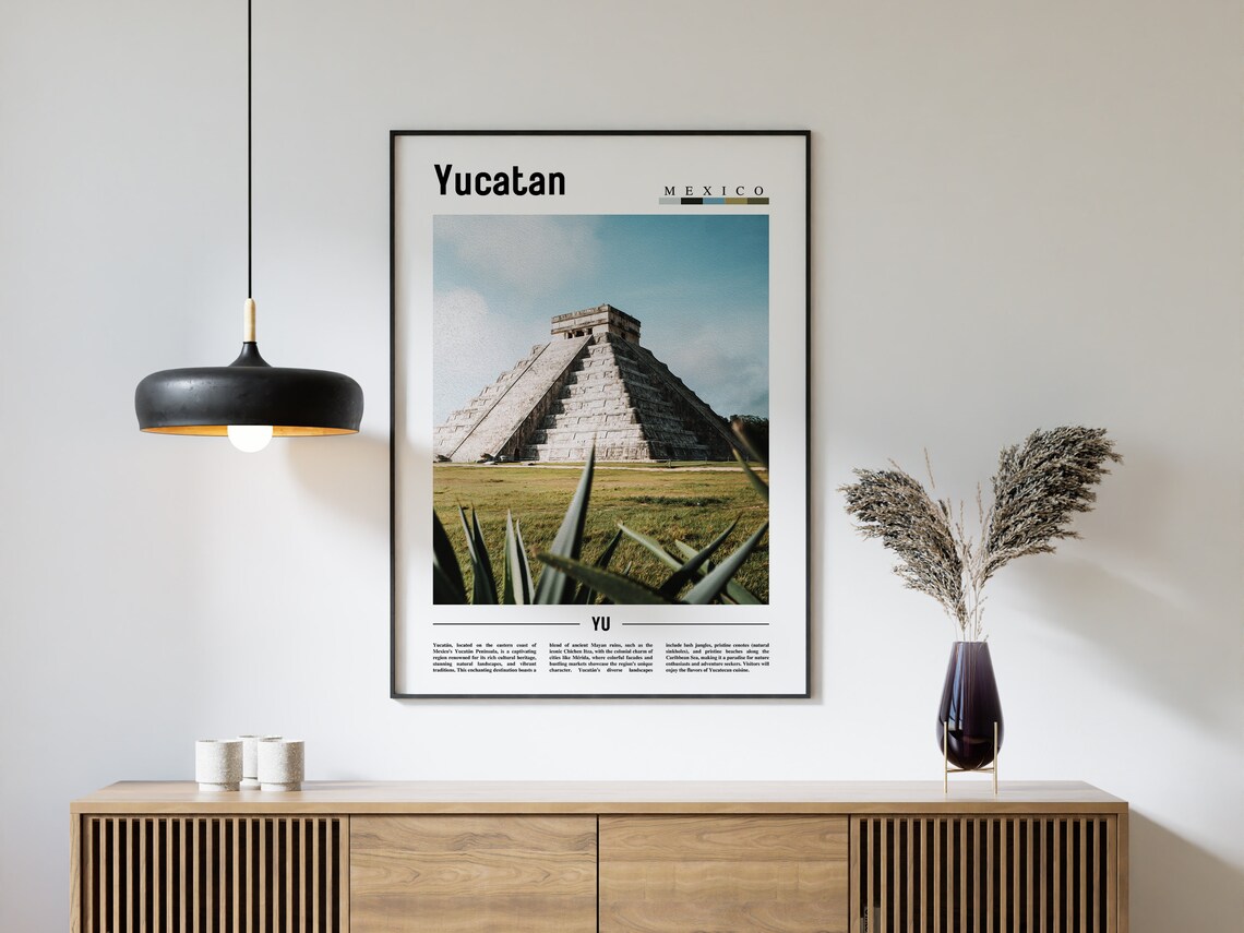 Yucatan Minimal Travel Poster, Oil Painting - Image 4