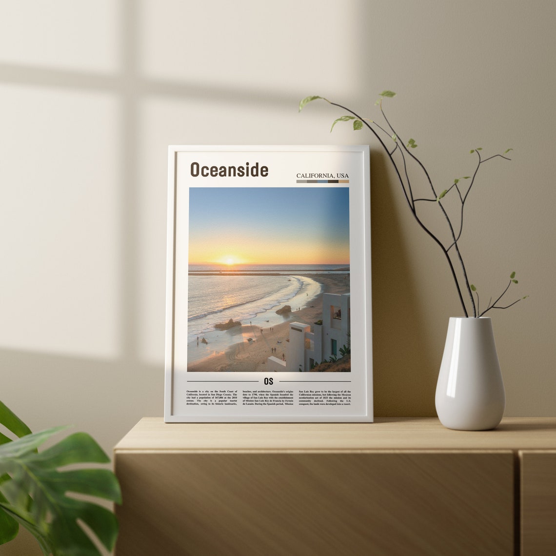 Oceanside Print Oceanside Poster Oceanside Wall Art Oil Painting Poster Colorful City Print City Artwork Travel Artwork Travel Wall Art - Image 3