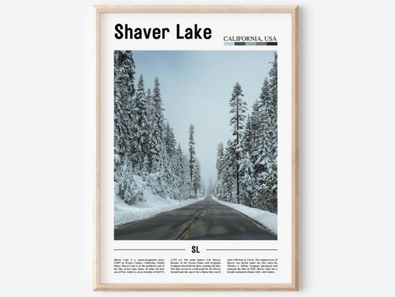 Shaver Lake Print Shaver Lake Poster Shaver Lake Wall Art Minimal Travel Print Minimal City Poster Travel Destination Oil Painting Poster