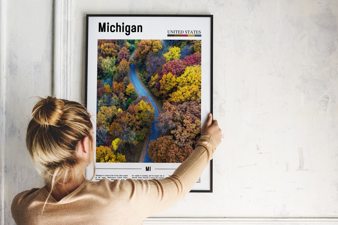 Michigan Poster Michigan Print Michigan Wall Art United States Photo United States Poster United States Print Travel Poster - Image 4