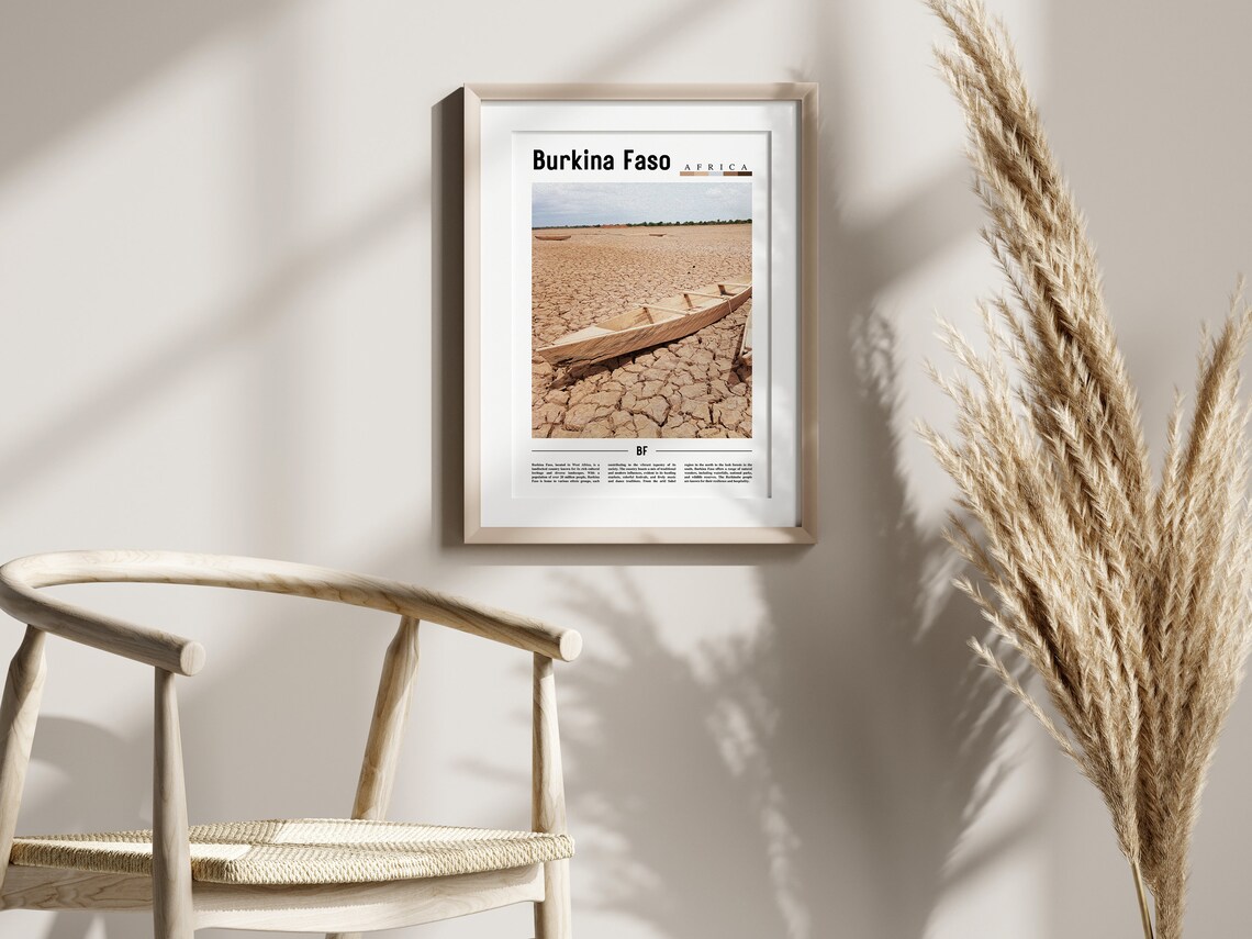 Burkina Faso Travel Poster, Minimal Oil Painting - Image 2