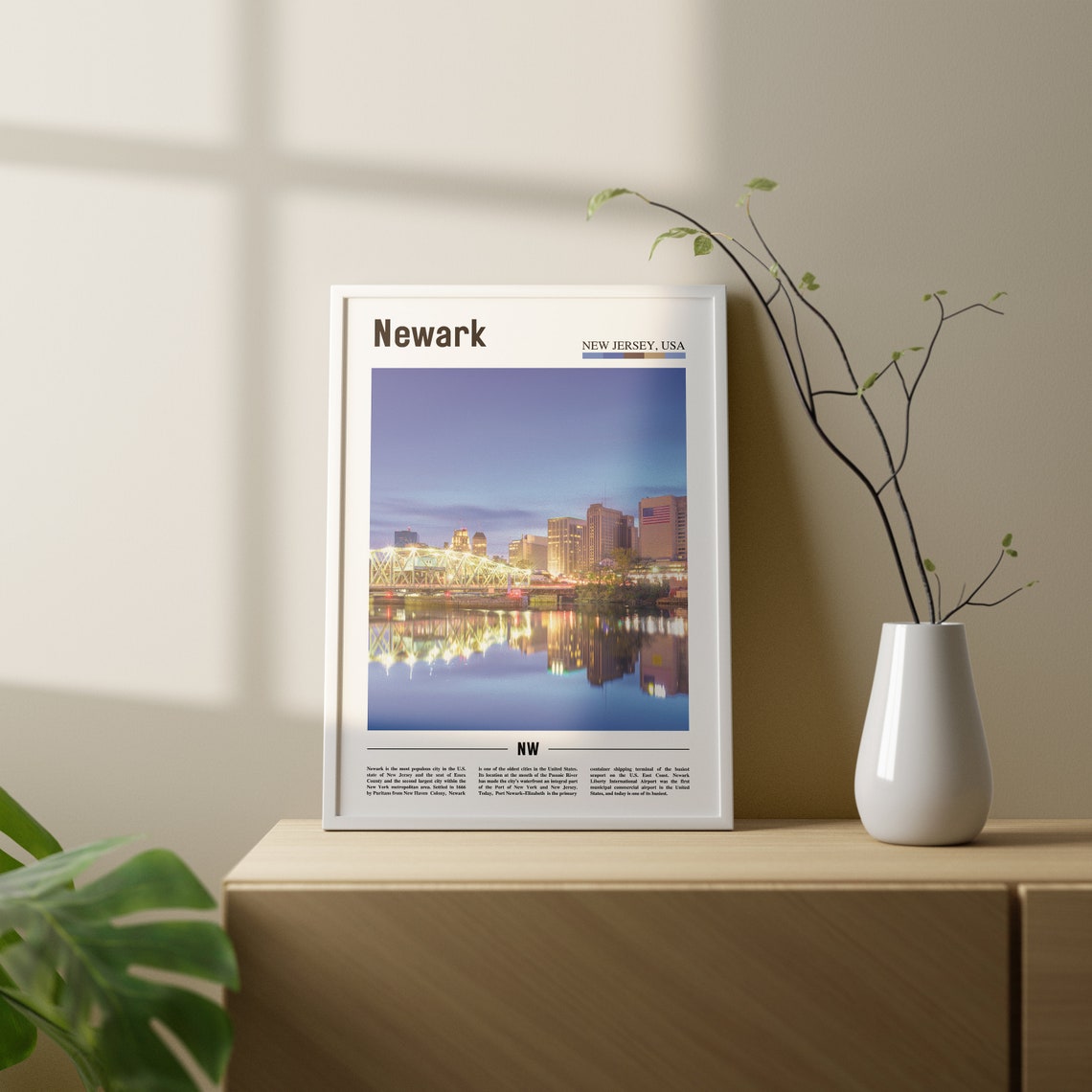 Newark Print Newark Poster Newark Wall Art Oil Painting Poster Colorful City Print City Artwork Travel Artwork Travel Wall Art - Image 2