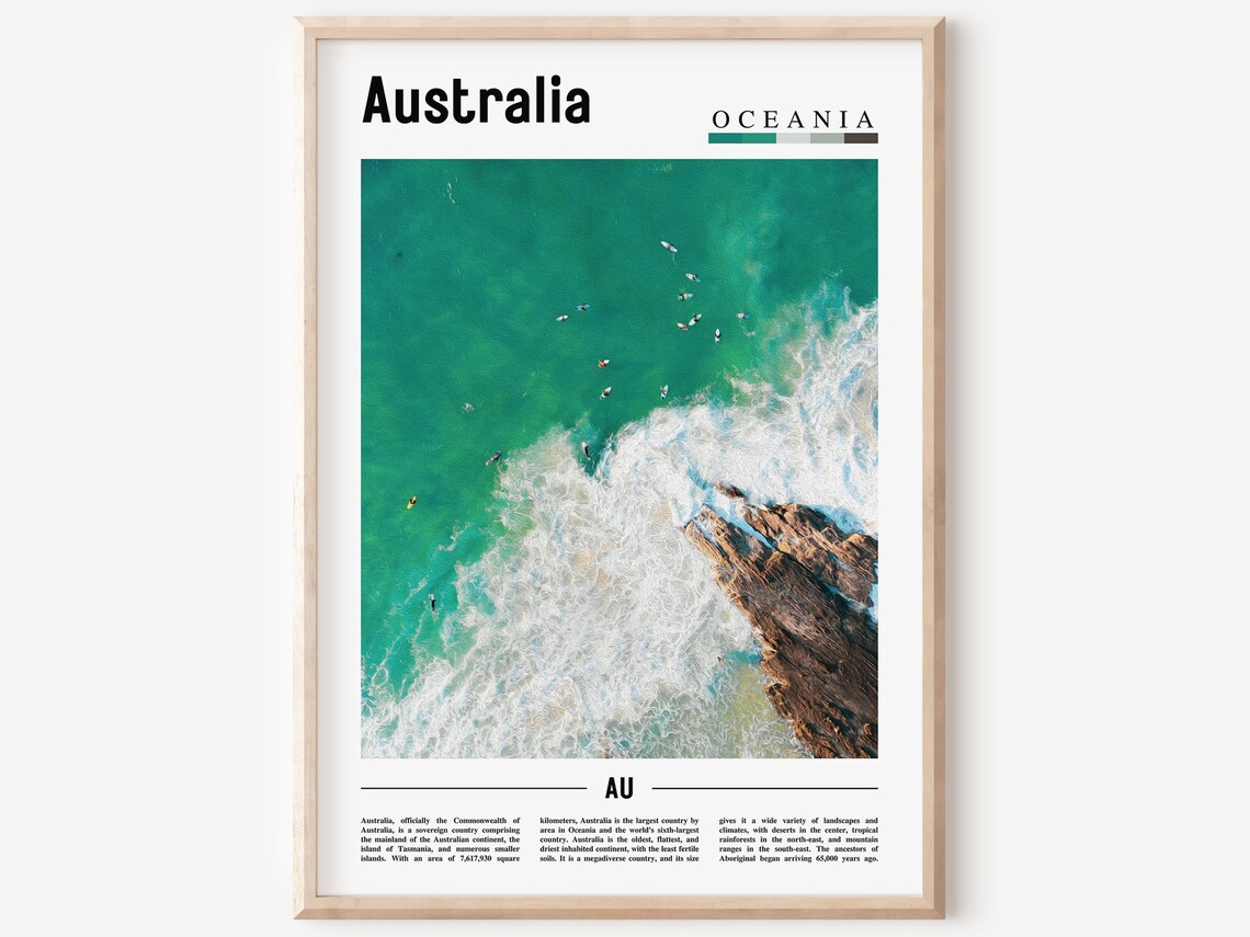 Australia Minimal Travel Poster, Oil Painting